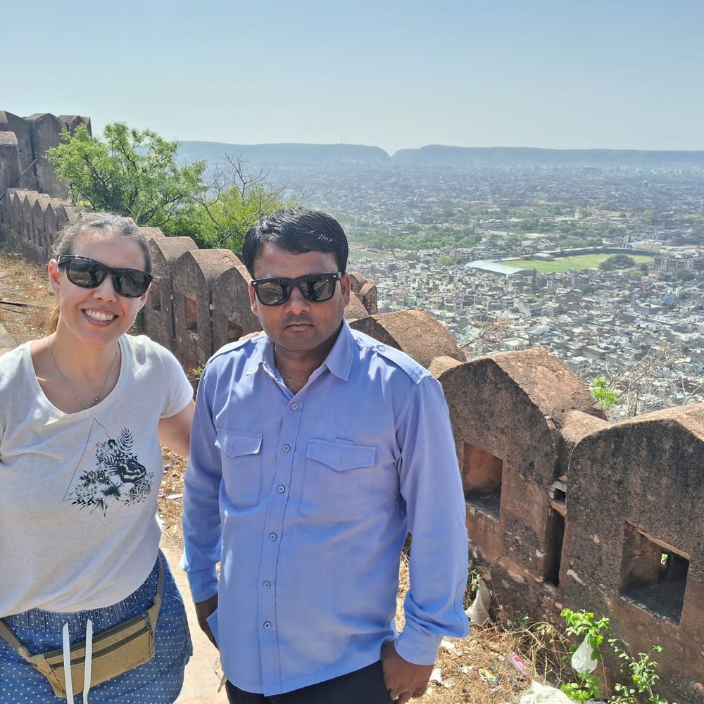 Dilshad with travellers
