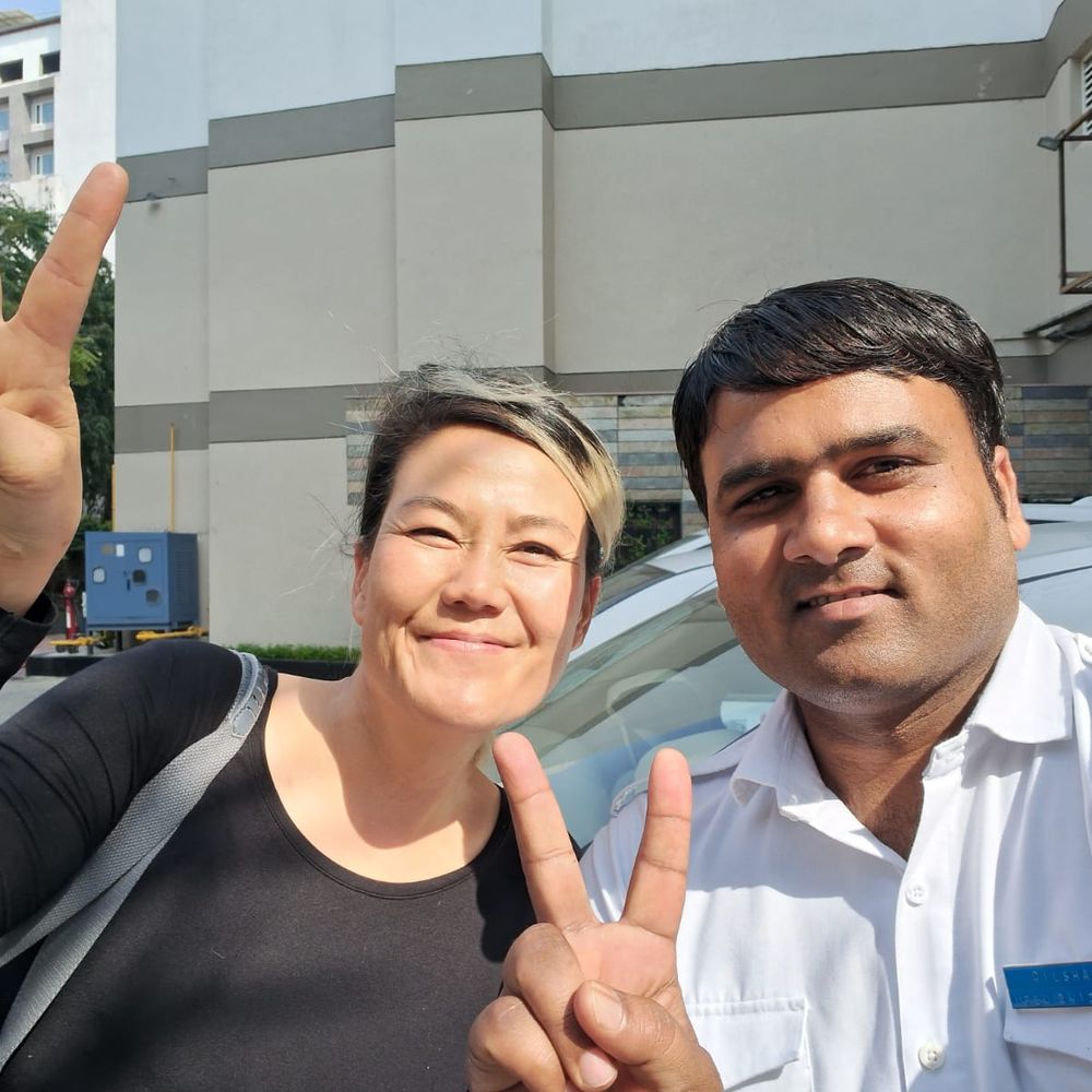 Dilshad with travellers